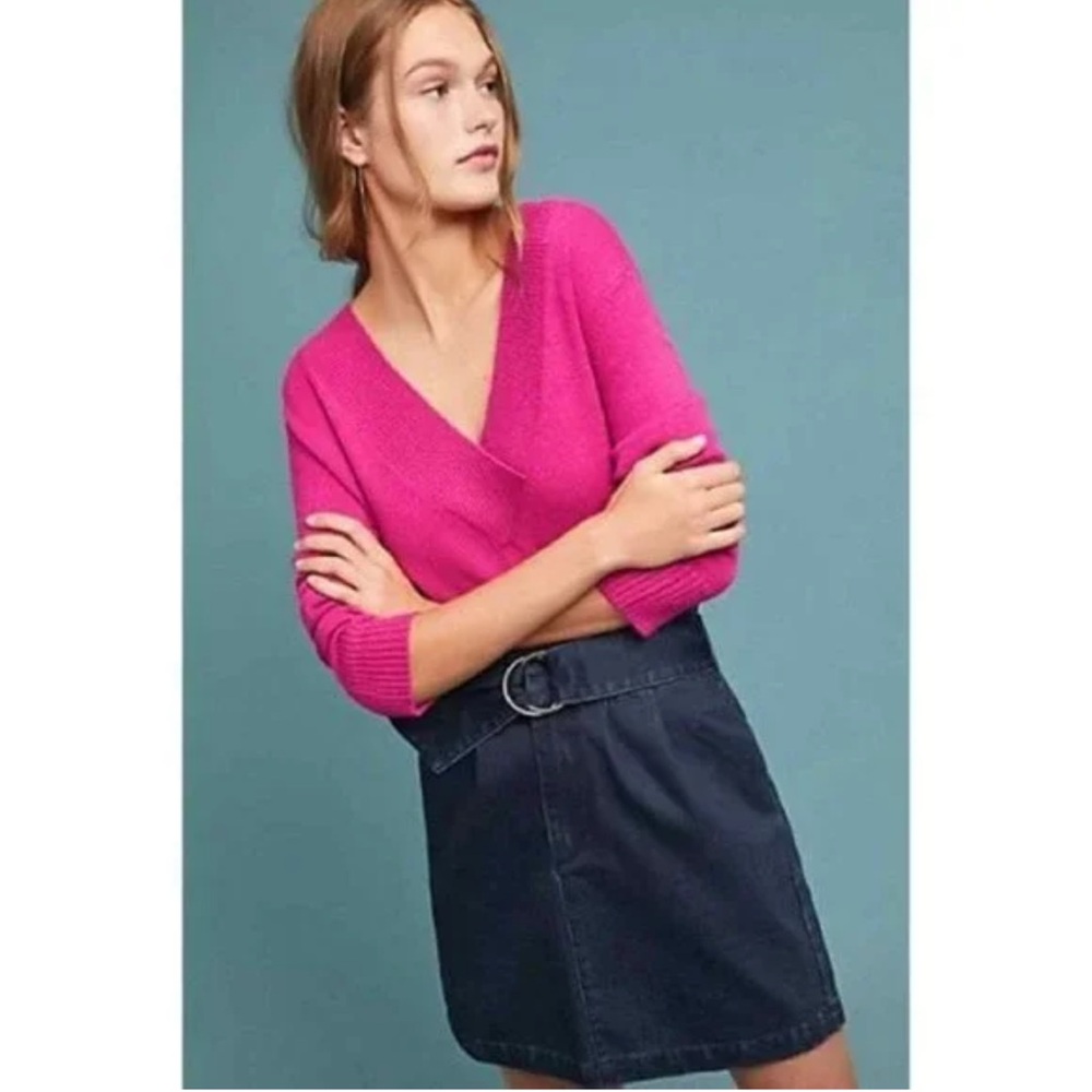 Anthropologie | Pink v-neck knit tunic sweater size small